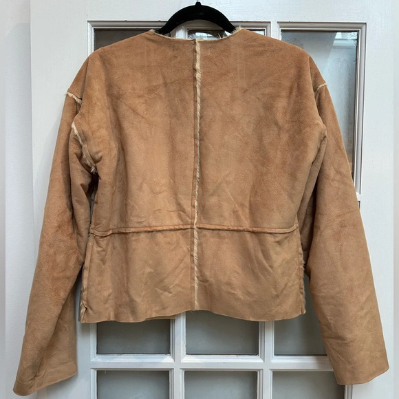 Vintage Banana Republic Y2K Circa 2001 Sherpa Lined Faux Suede Jacket Size M - Picture 7 of 12